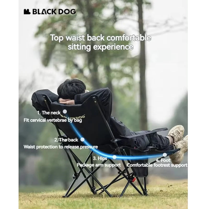 BLACK DOG Camping Chair With Removable Headrest Pillow