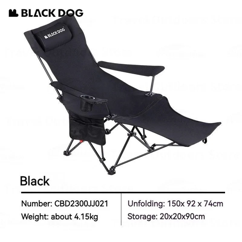 BLACK DOG Camping Chair With Removable Headrest Pillow