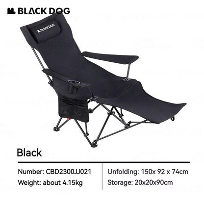 BLACK DOG Camping Chair With Removable Headrest Pillow