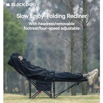 BLACK DOG Camping Chair With Removable Headrest Pillow