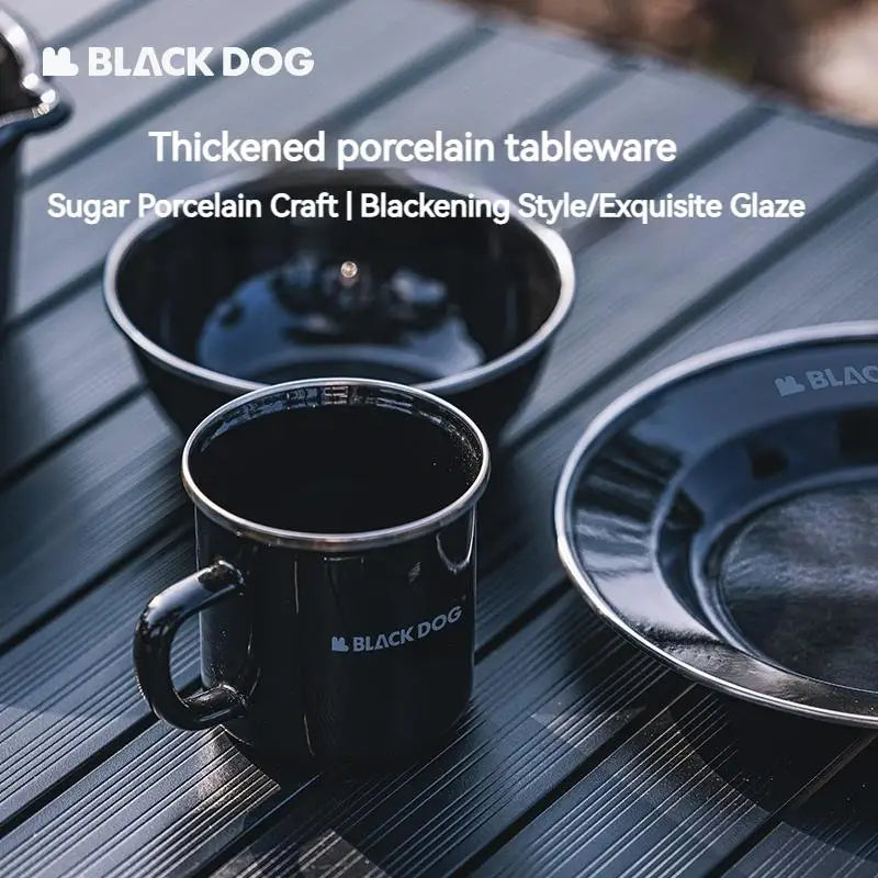 BLACK DOG Thickened Enamel Tableware