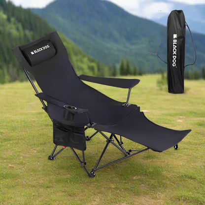 BLACK DOG Camping Chair With Removable Headrest Pillow