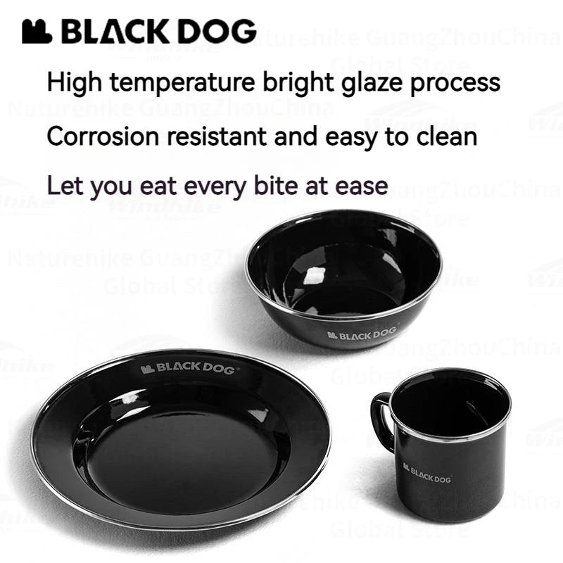 BLACK DOG Thickened Enamel Tableware